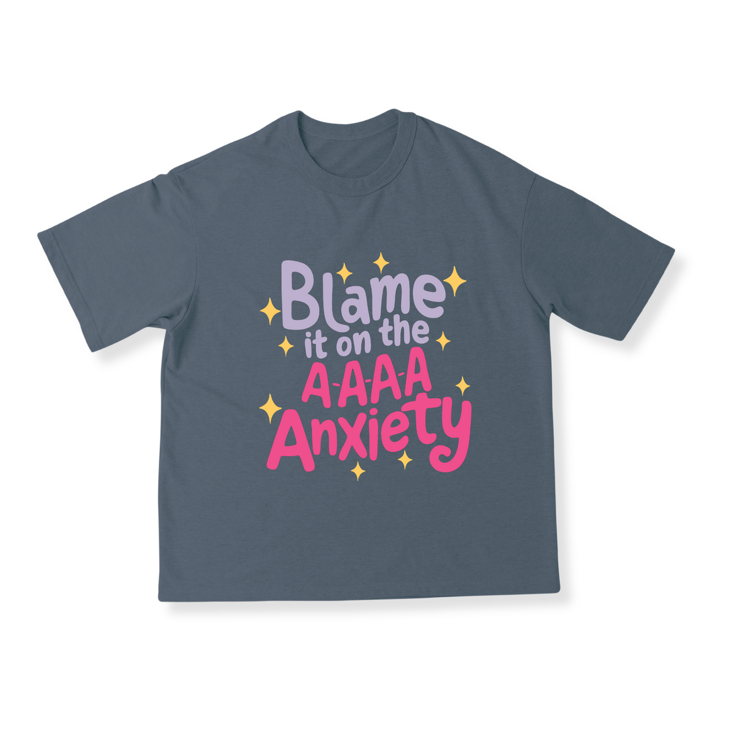 Blame it on Anxiety Oversized Steel Grey Tshirt