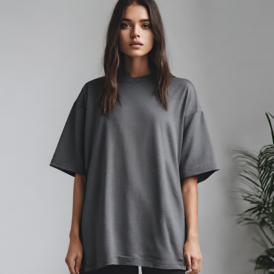 STEEL GREY  - SOLID OVERSIZED TSHIRT