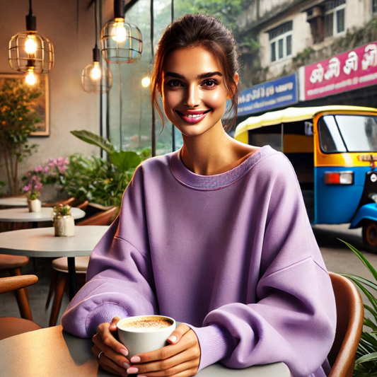 LAVENDER SOLID OVERSIZED SWEATSHIRT