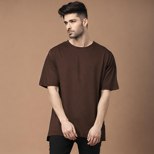 CHOCOLATE BROWN  - SOLID OVERSIZED TSHIRT