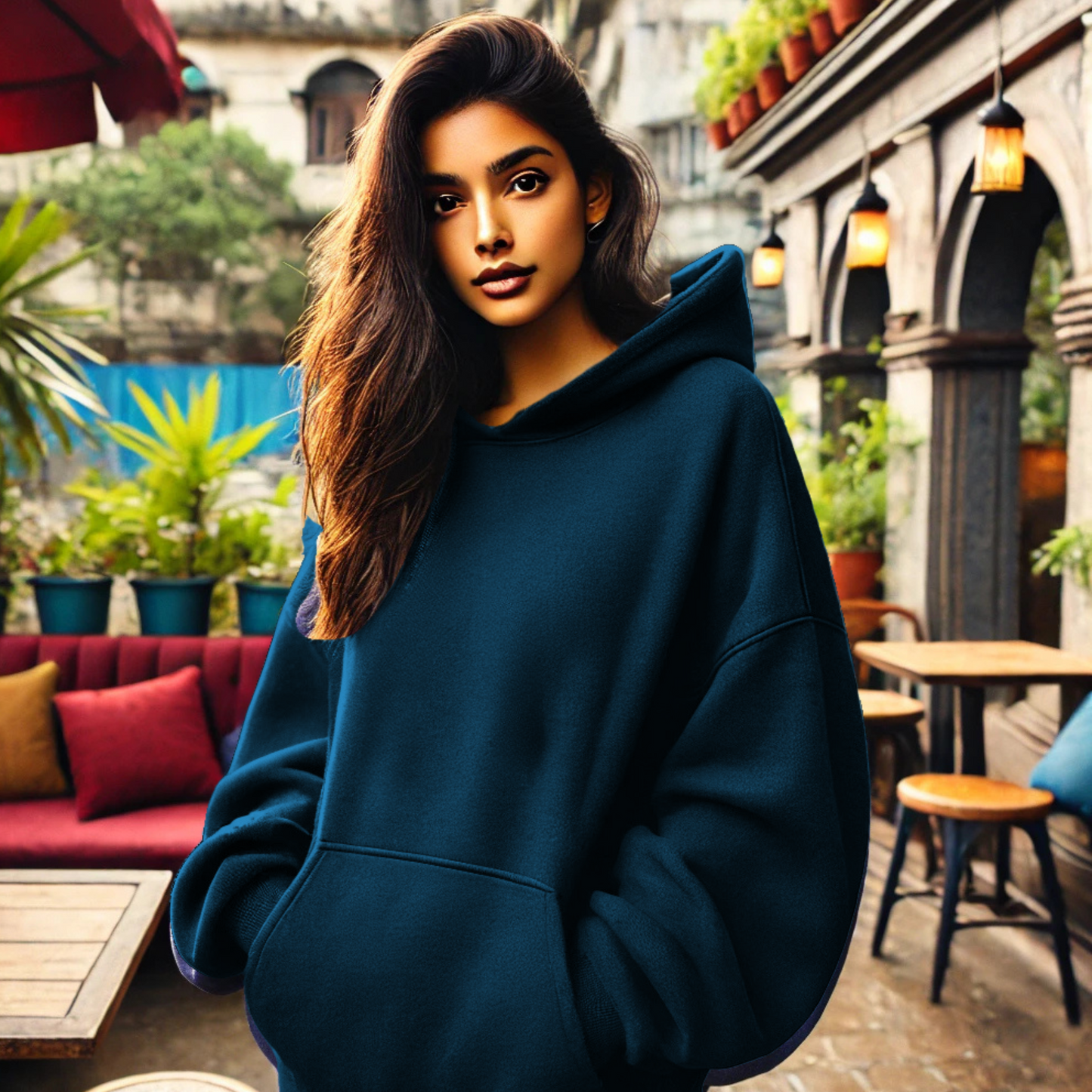 BERRY SOLID OVERSIZED HOODIE