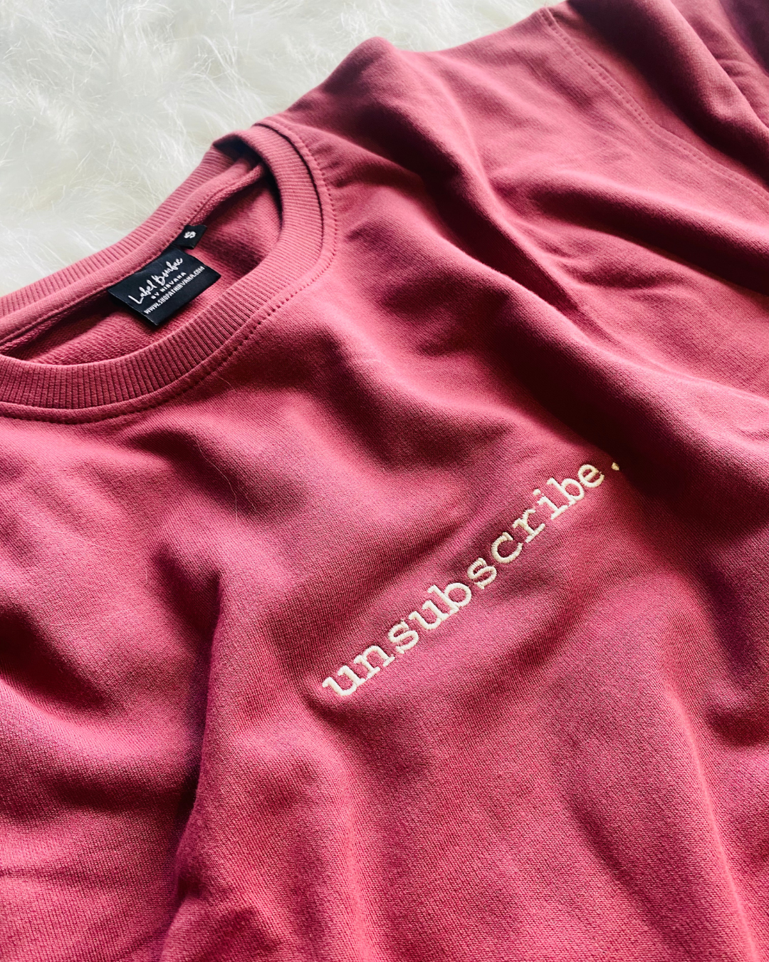 UNSUBSCRIBE EMBROIDERED OVERSIZED TSHIRT IN ROSE