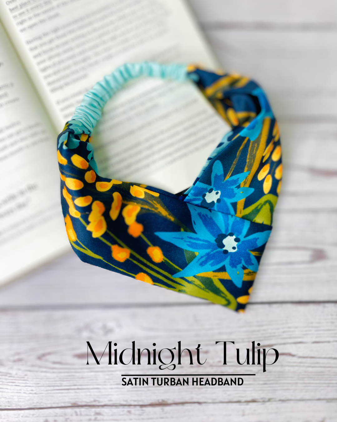 MIDNIGHT TULIP - SATIN TURBAND HEADBAND