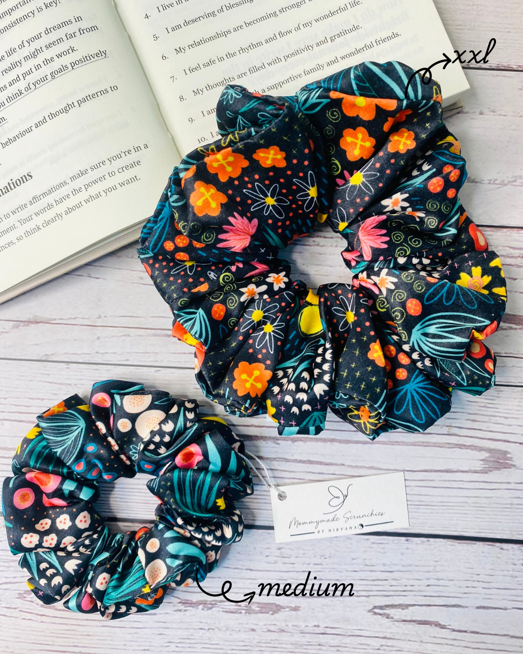 GARDENIA PREMIUM PRINTED SATIN SCRUNCHIE