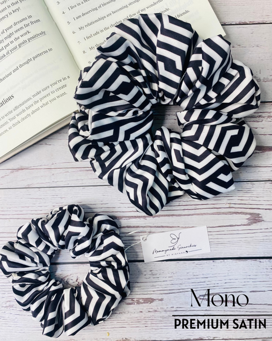 MONO PREMIUM PRINTED SATIN SCRUNCHIE