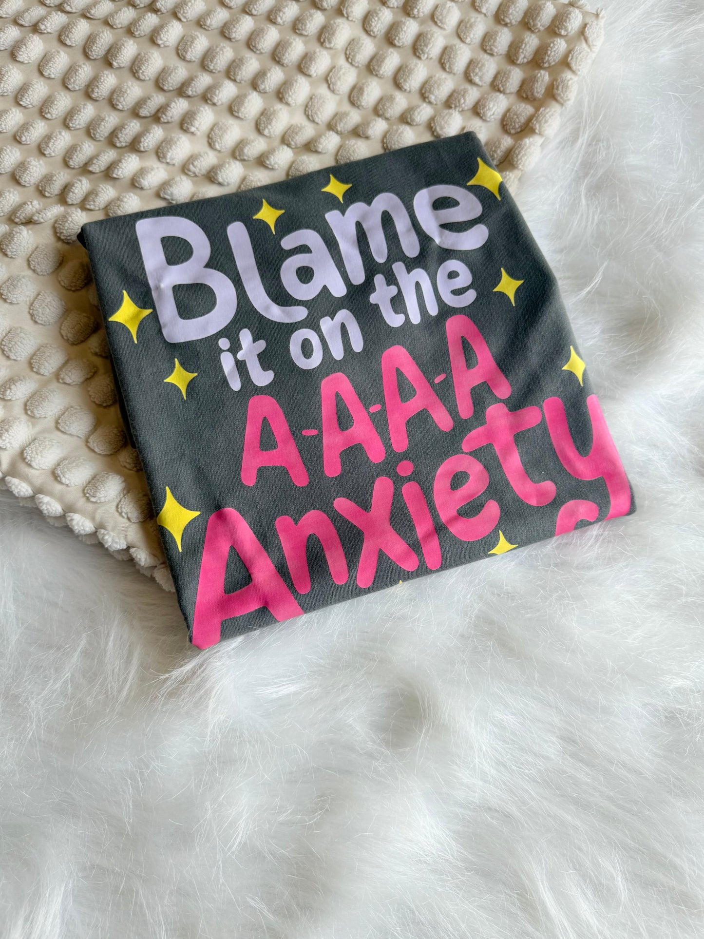 Blame it on Anxiety Oversized Steel Grey Tshirt