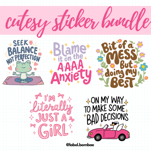 Sticker Bundle set of 5 Die cut Stickers